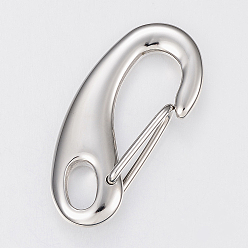 Нержавеющая Сталь Цвет Устойчивый к потускнению 304 нержавеющая сталь защелкивающийся брелок с застежкой, цвет нержавеющей стали, 50.5x24x10 мм