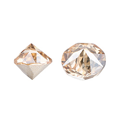 Golden Shadow K9 Glass Rhinestone Cabochons, Pointed Back & Back Plated, Faceted, Cone, Golden Shadow, 8~8.5x8.5mm