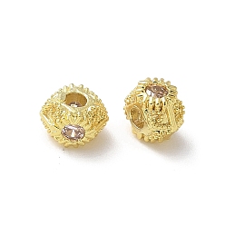 Настоящее золото 18K Латунные микро проложить кубического циркония бусы, круглые, реальный 18 k позолоченный, 4x5x5.5 мм, отверстие : 1.6 мм