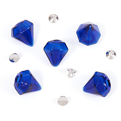 Королевский синий 5 шт. бутылок из выдувного стекла ручной работы, для изготовления подвесок из стеклянных флаконов, алмаз, с подвесками из латунной бусины, королевский синий, 16~17x15~15.5x13.5~14.5 мм, отверстие : 2.5~5 мм