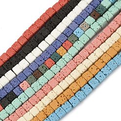 (52) Непрозрачная лаванда Нити бусин из искусственного камня лавы ручной работы, квадратный, яркие глазированный фарфор, разноцветные, 4~4.5x4~4.5x4~4.5 мм, отверстие : 1 мм, около 86~88 шт / нитка, 14.88''~15.35'' (37.8~39 см)