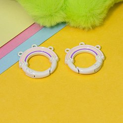 Бежевый 3-сплавные эмалированные пружинные застежки с отверстиями, радуга, аксессуары для подвесок для мобильных телефонов своими руками, бежевые, 27x25.8 мм