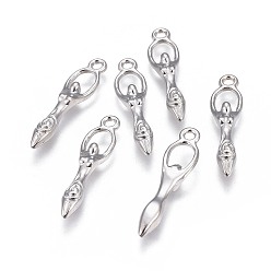 Платина Сплавочные подвески тибетского стиля, без свинца и без кадмия, богиня, платина, 28x7x3 мм, отверстие : 2 мм