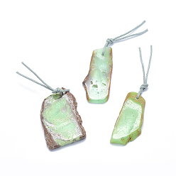 Chrysoprase Natural Chrysoprase Pendants, Nuggets, 20~43x11~28x3.5~16mm, Hole: 2mm