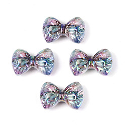 Небесно-голубой УФ-покрытие, напечатанное на непрозрачных акриловых бусинах, радужный, бантом, голубой, 16x24x7.5 мм, отверстие : 2 мм