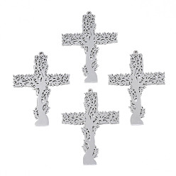 Нержавеющая Сталь Цвет Не тускнеющие 201 подвески из нержавеющей стали, крестик, цвет нержавеющей стали, 49x35x1 мм, отверстие : 1.4 мм