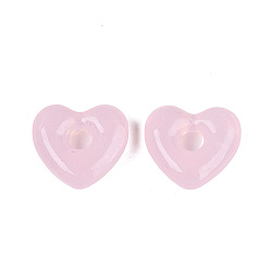 Pink Бусины лэмпворк , сердце, розовые, 13~14x14.5~15.5x4.5~6 мм, отверстие : 3~4 мм
