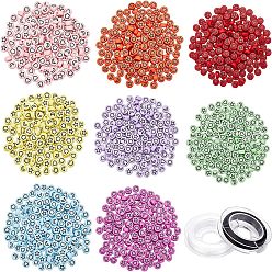 (52) Непрозрачная лаванда Набор для изготовления браслетов своими руками 8 цветов для детей, в том числе плоские круглые непрозрачные с эмалированными акриловыми бусинами, эластичная нить, разноцветные, акриловые бусины: 7x4мм, отверстие : 1.5 мм, 240 г