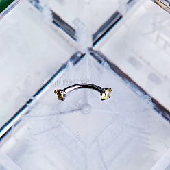 Шампанско-Желтый 304 плоские круглые изогнутые кольца для бровей из нержавеющей стали с кубическим цирконием, хрящевые серьги, цвет нержавеющей стали, шампанское желтый, 8 мм, штифты : 1.2 мм, Руководитель: 3 mm