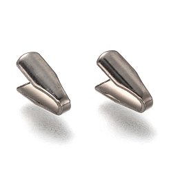 Stainless Steel Color Tarnish Resistant 304 Stainless Steel Folding Crimp Ends, Fold Over Crimp Cord Ends, Stainless Steel Color, 7.5x3x3mm, Hole: 3x1mm