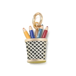 Colorful Spray Painted Brass Pendants, Pen Holder Charms, Golden, Colorful, 16.5x10x4mm, Hole: 3.8mm