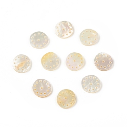 Shell Natural Sea Shell Charms, Flat Round, 13x12x1.5mm, Hole: 1mm