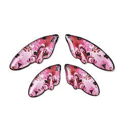 Pink 4 шт 4 стили прозрачные подвески из эпоксидной смолы, крыло, с пайетками и золотой фольгой, розовые, 29~39x14 ~ х 2.5 мм, отверстие : 1 мм
