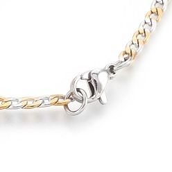 Golden & Stainless Steel Color 304 Stainless Steel Curb Chain Bracelets, with Lobster Claw Clasps, Golden & Stainless Steel Color, 8-1/4 inch(21cm), Links: 4.5x3x0.8mm