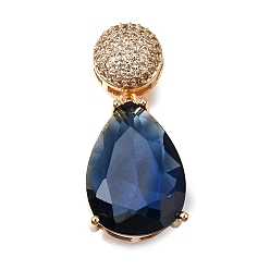 Морской Синий Кулон из циркония, слезинки, реальный 18 k позолоченный, Marine Blue, 30.5 мм, отверстие : 4x2.5 мм