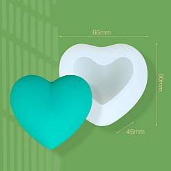 White 3D Heart DIY Soap Silicone Molds, for Handmade Soap Making, White, 80x86x45mm