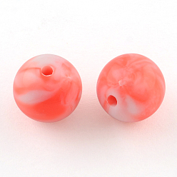 Coral Opaque Acrylic Beads, Round, Coral, 10mm, Hole: 2mm, about 950pcs/500g