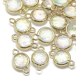 Разноцветный Соединители из смолы, с фурнитурой латунной золотого тона, без никеля , плоско-круглые, красочный, 16x10x5 мм, отверстие : 1.8 мм
