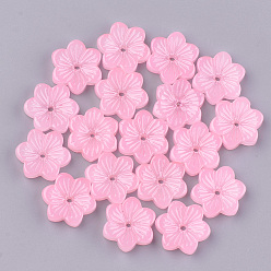 Pink Окрашенные бусины из стекла, цветок, розовые, 15x13.5x3.5 мм, отверстие : 1 мм