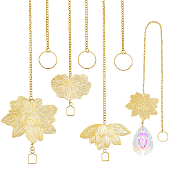 Золотой 6шт 3 стиль латунные и нержавеющие стальные подвесные украшения, ловцы солнца, с железными цепочками, золотые, 475~505 мм