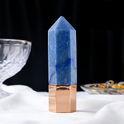 Blue Aventurine Hexagonal Prism Dyed & Heated Natural Blue Aventurine Roller Ball Bottles, Essential Oil Bottles, 2.5x2.5x9.3cm