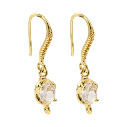 Золотой Латунные крючки для серьги из чистого циркония, долговечный, овальные, с петлей, золотые, 31x7 мм, отверстие : 1.2 мм, штифты : 0.9 мм