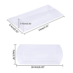 Clear PVC Plastic Pillow Boxes, Gift Candy Transparent Packing Box, Clear, 14x6.4x2.45cm