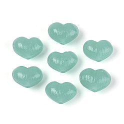 Средний Аквамарин Бусины лэмпворк , сердце, средний аквамарин, 12.5~14x18~18.5x11~12 мм, отверстие : 1~1.5 мм