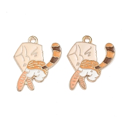 Персиковый Слойка Подвески из эмали и сплава, подвески в форме кошки, золотые, розовые, 26x21x1.5 мм, отверстие : 1.8 мм