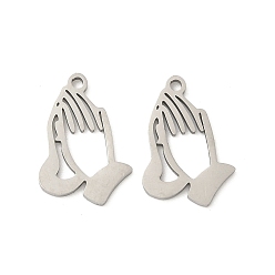 Нержавеющая Сталь Цвет 201 подвески из нержавеющей стали для лазерной резки, молитвенный амулет, цвет нержавеющей стали, 17x11.5x1 мм, отверстие : 1.4 мм