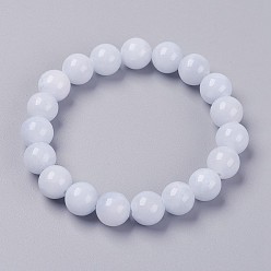 лаванда Браслет из натурального желтого нефрита из бисера, окрашенные, круглые, лаванда, 2 дюйм (5 см), бусины : 8 мм