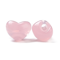 Old Rose Imitation Jelly Style Acrylic Beads, Heart, Old Rose, 14x18.5x13.5mm, Hole: 3.5mm, about 215pcs/500g