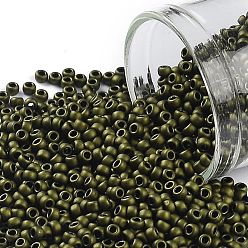 (617) Matte Color Dark Olive TOHO Round Seed Beads, Japanese Seed Beads, (617) Matte Color Dark Olive, 11/0, 2.2mm, Hole: 0.8mm, about 1110pcs/bottle, 10g/bottle