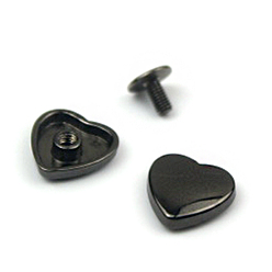 Черный Цвет Металла Набор заклепок из цинкового сплава, с винтом, для кошелька сумочка обувь кожаный ремень для одежды, сердце, металлический черный , 13.5x13.5 мм