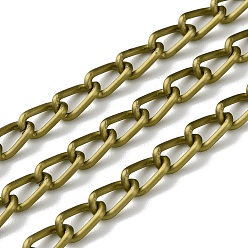 Античная Бронза Оксидированные алюминиевые бордюрные цепи, несварные, с катушкой, античная бронза, 9x5x1 мм, около 229.66 футов (70 м) / рулон