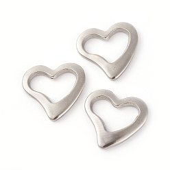 Нержавеющая Сталь Цвет Устойчивы к потускнению 201 соединительные кольца из нержавеющей стали, сердце, цвет нержавеющей стали, 14.5x15x1.5 мм, Внутренние размеры: 11x6 mm