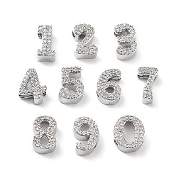 Платина Реечное покрытие латунь микро паве кубический цирконий многожильные звенья, без кадмия и без свинца, долговечный, число, платина, 11~11.5x5.5~9x4 мм, отверстие : 2x1.5 мм