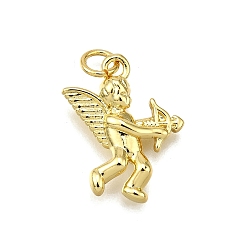 Настоящее золото 18K Стойки обшивки латунные подвески, с целью перехода в кольце, Амур, без свинца и без кадмия, долговечный, реальный 18 k позолоченный, 18.5x15.5x3.5 мм, отверстие : 3.5 мм