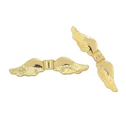 Golden Nickel Free & Lead Free Golden Plated Alloy Beads, Long-Lasting Plated, Wing, 36x8x5mm, Hole: 1mm