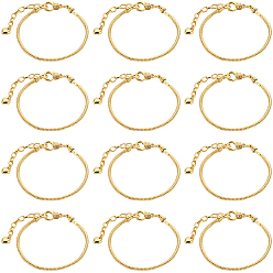 Золотой 14шт. латунные браслеты в европейском стиле, с железной цепочкой-удлинителем и биркой в виде сердца, золотые, 7-5/8 дюйм (19.5 см)