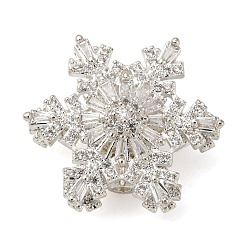 Серебро Латунные микро проложить кубического циркония бусы, снежинка, без кадмия и без свинца, стойки покрытие, долговечный, серебряные, 22x11 мм, отверстие : 1.8 мм