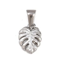 Лист 303 подвески из нержавеющей стали, цвет нержавеющей стали, лист монстры, 14x10x2 мм, отверстие : 6x2.8 мм