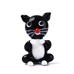 Черный Декоративные фигурки кошек ручной работы, изготовленные методом выдувания стекла., для домашнего украшения рабочего стола, чёрные, 25~30x16~19x17~20 мм