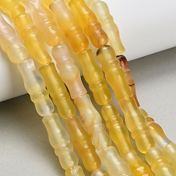 Желтый Природный агат бисер нитей, окрашенная и подогревом, бамбуковая форма, желтые, 25x8~8.5 мм, отверстие : 1.5 мм, около 16 шт / нитка, 15.75'' (40 см)
