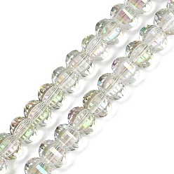 Нектар Гальванизируйте прозрачное стекло бисер нитей, тыква, граненые, нектар, 8x6 мм, отверстие : 1.2 мм, около 78~81 шт / нитка, 18.50'' (47 см)