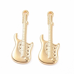 Золотой 304 подвески из горного хрусталя из нержавеющей стали, гитар, золотые, 30x11x2 мм, отверстие : 1.6 мм