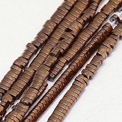 Copper Plated Electroplate Non-magnetic Synthetic Hematite Beads Strands, Oval, Grade A, Copper Plated, 3x2x1mm, Hole: 1mm, about 400pcs/strand, 16 inch