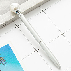 Серебро Вращающаяся шариковая ручка из нержавеющей стали ярких цветов с жемчугом, школьные офисные принадлежности, серебряные, 142x10 мм