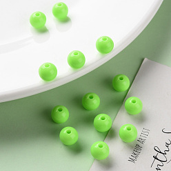 Lime Opaque Acrylic Beads, Round, Lime, 8x7mm, Hole: 2mm, about 1745pcs/500g