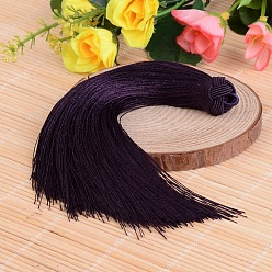 Индиго Красивый дизайн украшения нейлон кисточкой кулон, индиговые, 160x18 мм, отверстие : 4 мм